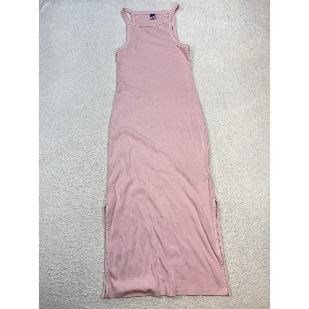 Old Navy Womens Pink Ribbed Sleeveless Maxi Dress Side Slit Small